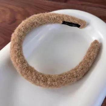 Осень Зима Кофейного Цвета Плюшевая Повязка на Голову Шерстяная Губка Резинка для Волос Для Женщин Девушек Простой Элегантный Обруч для Волос Модные Аксессуары для Волос