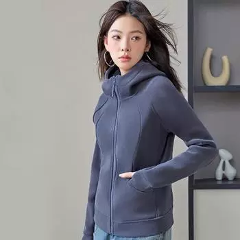 Осень-зима мода с длинным рукавом женская спортивная одежда тонкий короткий женский с капюшоном пальто S чёрный