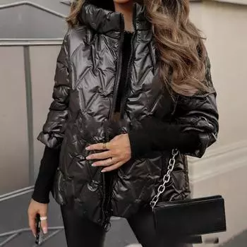 Осень Зима Мода Толстовка Мода Свободная Куртка с Длинным Рукавом Пальто Женщины XXL чёрный