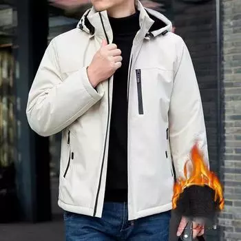 Осень-зима модные мужские парки однотонные теплые утолщенные мужские куртки мужские с капюшоном на молнии ветровка высокого качества верхняя одежда XXXXXL чёрный