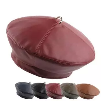 Осень-зима модные женские береты из искусственной кожи берет шляпа художника шапки уличные с плоским верхом военные кепки весенние повседневные береты 56-58cm