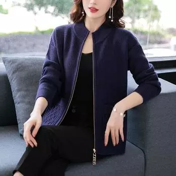 Осень Зима Модный свитер Пальто Женский вязаный кардиган с длинным рукавом Твердый молния Вязаный кардиган Свитера Женские 3XL красный