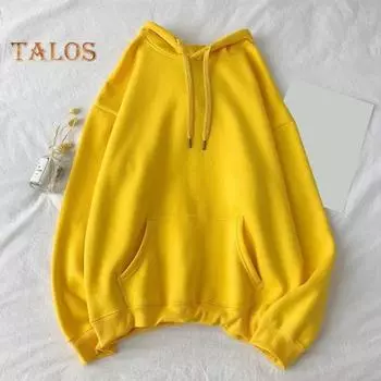 Осень-зима Мужская бейсбольная толстовка с капюшоном Свободный однотонный свитер с большим карманом и завязками на шнурке С капюшоном Эластичные манжеты Средняя длина Повседневная одежда Топ M белый