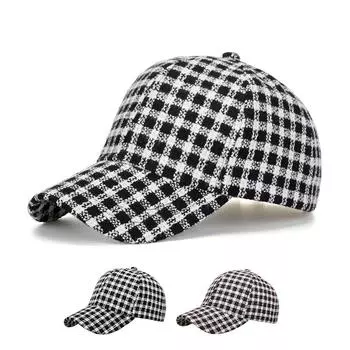 Осень-зима, мужская маленькая клетчатая кепка, бейсболка, женская шляпа от солнца, панама с хвостиком, кепка с козырьком, шляпа Snapback чёрный