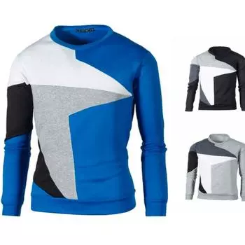 Осень/зима, мужская повседневная модная строчка, контрастный повседневный пуловер с длинными рукавами, толстовка M чёрный