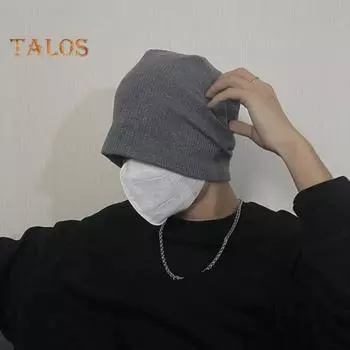 Осень-зима мужская шапка с начесом, мешковатая, однотонная, трикотажная, эластичная, сохраняет тепло, эластичная, термоизоляция, повседневная одежда для улицы, шапка-бини, противоскользящая чёрный