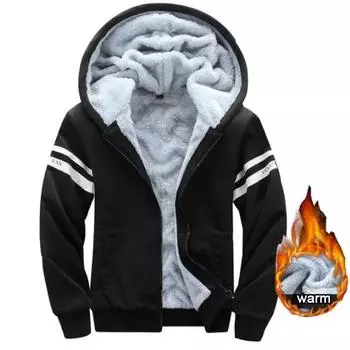 Осень-зима, мужская теплая куртка с капюшоном, толстовка, модная мужская толстовка с длинным рукавом на молнии с капюшоном, мужская термо-куртка M чёрный