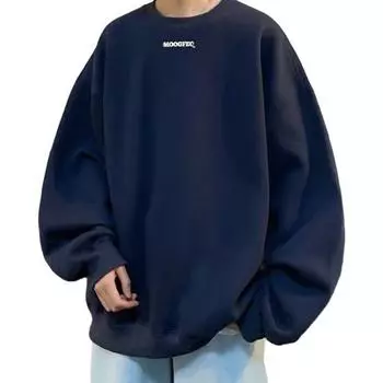 Осень-зима мужская толстовка с круглым вырезом и буквенным принтом большого размера средней длины с длинным рукавом мягкая теплая толстая эластичная манжета повседневный пуловер мужской весенний топ M чёрный