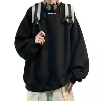 Осень-зима мужская толстовка с круглым вырезом и буквенным принтом большого размера средней длины с длинным рукавом мягкая теплая толстая эластичная манжета повседневный пуловер мужской весенний топ XL абрикосовый