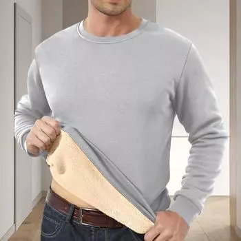 Осень-зима Мужская толстовка с плюшевой подкладкой, круглым вырезом, однотонная, эластичная, с длинными рукавами, свободная, термобелье, повседневная одежда, спортивная, уличная, праздничная одежда 4XL кофейный