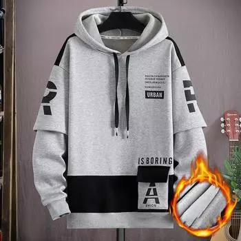 Осень-зима мужская толстовка Япония мода Харадзюку уличная толстовка повседневная мужская одежда с длинным рукавом графические толстовки мужские XXXL чёрный