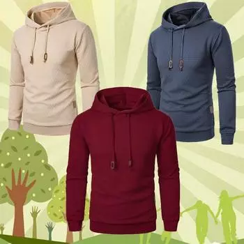 Осень-зима мужская жаккардовая клетчатая толстовка с капюшоном с длинным рукавом теплая цветная толстовка с капюшоном пальто Yasheng S чёрный