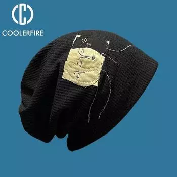 Осень-зима мужские шапки из ткани в стиле рок Mark Plus кашемировая ткань женская шляпа модный пуловер вязаные теплые шапки-бини AC2142 One Size чёрный