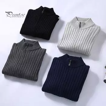 Осень-зима Мужское пальто на молнии, трикотажный кардиган с воротником-стойкой, длинными рукавами, однотонное, плотная эластичная, свободная, полосатая текстура, повседневная трикотажная куртка 3XL светло-серый