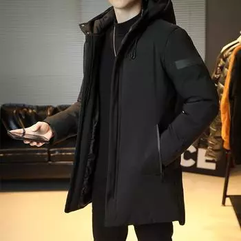 Осень-зима мужское толстое пальто средней и длинной длины с капюшоном, теплая стеганая куртка, ветроустойчивая для холодной погоды, парки с подкладкой и капюшоном, верхняя одежда, пальто больших размеров 8XL серый