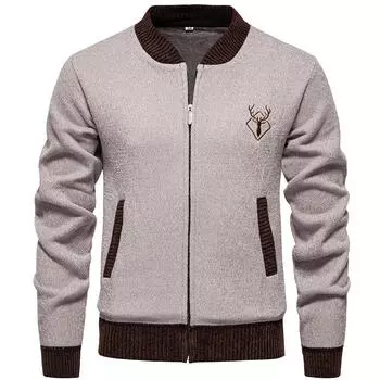 Осень-зима мужской кардиган свитер пальто толстый теплый молния Slim Fit трикотажный жакет мужской флисовый свитер пальто мужская одежда M чёрный