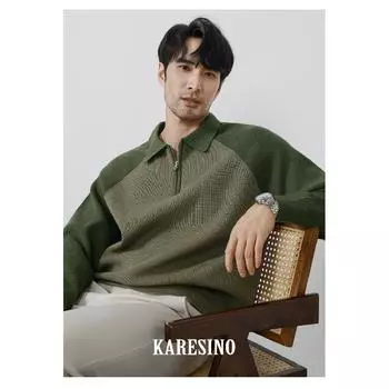 Осень-зима мужской новый кардиган свитер американский ретро повседневный непринужденный стиль V-образный вырез свитер мужской однотонный цвет внутренняя одежда M зелёный