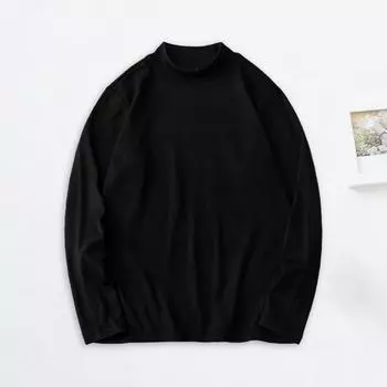 Осень-зима мужской облегающий топ из плотного плюша с полувысоким воротником, эластичный, с длинными рукавами, чистый XL серый