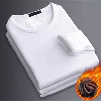 Осень-зима мужской облегающий топ с круглым вырезом, плотный плюшевый свитер с длинными рукавами, эластичный, чистый XL светло-серый