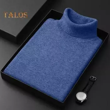 Осень-зима мужской свитер с полувысоким воротником, толстая плюшевая трикотажная подкладка, эластичные длинные рукава, теплый однотонный трикотаж, свободная повседневная одежда, свитера M серый