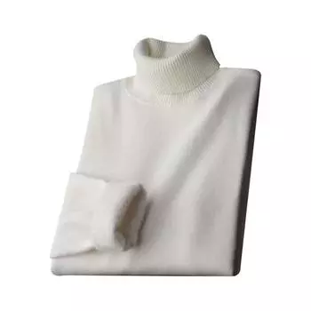 Осень-зима мужской свитер с полувысоким воротником, толстая плюшевая трикотажная подкладка, эластичные длинные рукава, теплый однотонный трикотаж, свободная повседневная одежда, свитера M синий