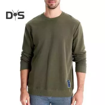 Осень-зима мужской свободный топ с круглым вырезом и длинными рукавами, однотонный теплый пуловер средней длины, повседневная спортивная толстовка S темно-синий