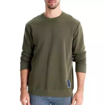 Осень-зима мужской свободный топ с круглым вырезом и длинными рукавами, однотонный теплый пуловер средней длины, повседневная спортивная толстовка M армия зеленый