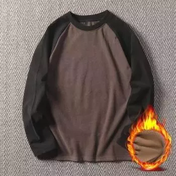 Осень-зима мужской топ с цветным блоком и круглым вырезом, длинный рукав, пуловер, большой размер, толстый, теплый, спортивный, фитнес, свитшот, повседневная одежда, деловая одежда L зелёный