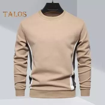 Осень-зима мужской топ с круглым вырезом, свободный, контрастного цвета, эластичные манжеты, пуловер в стиле пэчворк, средняя длина, спортивная повседневная одежда, школьная толстовка S