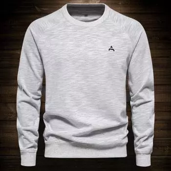 Осень-зима мужской топ с круглым вырезом, свободный однотонный эластичный манжет, пуловер средней длины, спортивная повседневная школьная толстовка XL белый