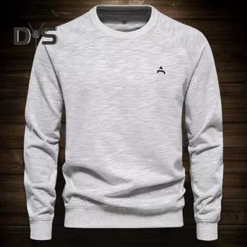 Осень-зима мужской топ с круглым вырезом, свободный однотонный эластичный манжет, пуловер средней длины, спортивная повседневная школьная толстовка XL белый