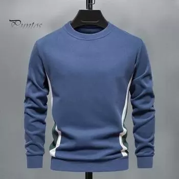Осень-зима мужской топ с круглым вырезом, свободный, контрастного цвета, эластичные манжеты, пуловер в стиле пэчворк, средняя длина, спортивная повседневная одежда, школьная толстовка S