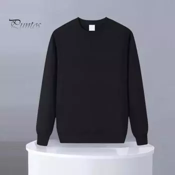 Осень-зима мужской топ с круглым вырезом, свободный, однотонный, эластичные манжеты, пуловер средней длины, спортивная повседневная одежда, школьная толстовка L белый