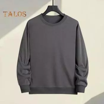 Осень-зима мужской топ с круглым вырезом, свободный, однотонный, эластичные манжеты, пуловер средней длины, спортивная повседневная одежда, школьная толстовка M чёрный