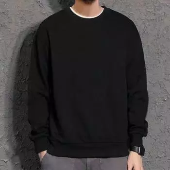 Осень-зима мужской топ с круглым вырезом, свободный, однотонный, эластичные манжеты, пуловер средней длины, спортивная повседневная одежда, школьная толстовка XL кофейный