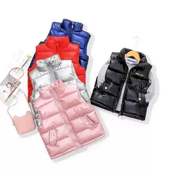 Осень/Зима Новая детская утолщенная майка-безрукавка для мальчиков и девочек 100 чёрный