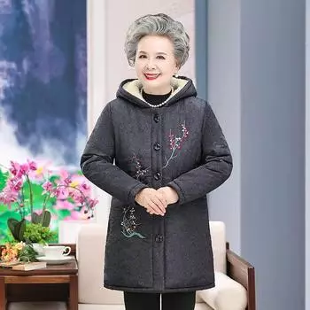 Осень-зима, новая длинная утолщенная овечья шерсть, искусственный бархат, куртка для мам, женская теплая куртка XXXXL чёрный