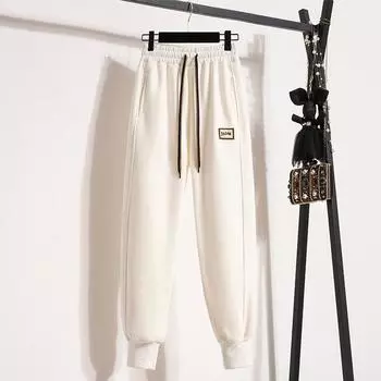 Осень-зима, новая мода, эластичный пояс, шнурок, однотонная корейская женская одежда, карманы, стянутые ноги, движение, брюки Y2K Haren S