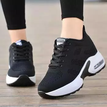 Осень/зима, новая стильная сетчатая дышащая обувь, женская обувь на воздушной подушке, женская обувь на толстой подошве с увеличенной внутренней поверхностью 34 белый