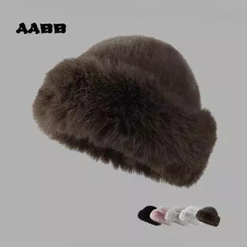 Осень-зима новая утолщенная теплая меховая шапка женская купольная плюшевая рыболовная шапка защита ушей однотонная без полей кепка в монгольском стиле чёрный