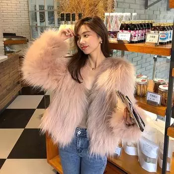 Осень-зима, новинка, шуба из искусственного меха енота, женская короткая, с длинными рукавами, зашифрованная, утолщенная шуба из лисы S белый