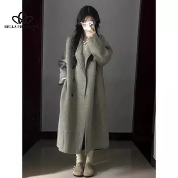 Осень-зима, новое простое шикарное однотонное шерстяное пальто в Корейском стиле, повседневное теплое модное свободное шерстяное пальто S серый