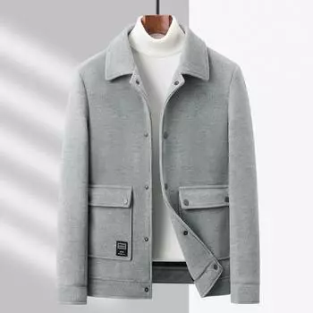 Осень/Зима Новое шерстяное пальто Мужская легкая роскошная качественная повседневная модная куртка с толстым бархатом и теплое шерстяное короткое пальто M серый