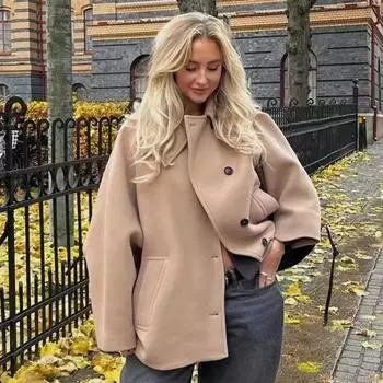 Осень-зима Новое женское пальто Модные лацканы с длинным рукавом Женские стеганые куртки Элегантные повседневные офисные топы Свободная женская верхняя одежда XS чёрный