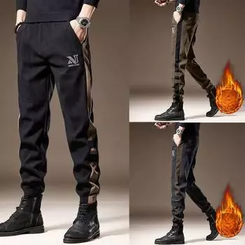 Осень-зима Новые мужские модные повседневные брюки Трендовые мужские спортивные брюки Мужские свободные спортивные брюки Мужские брюки-карго M чёрный