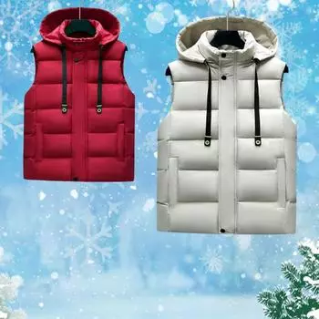 Осень-зима Новые мужские пуховые жилеты с капюшоном Мужские легкие ветрозащитные повседневные жилеты для отдыха на открытом воздухе Сверхлегкие мужские жилеты с подкладкой L чёрный