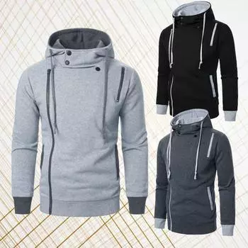 Осень-зима Новые мужские толстовки с капюшоном Толстовка с капюшоном на молнии Мужская толстовка Однотонная мужская толстовка с капюшоном для мужчин Yasheng S светло-серый