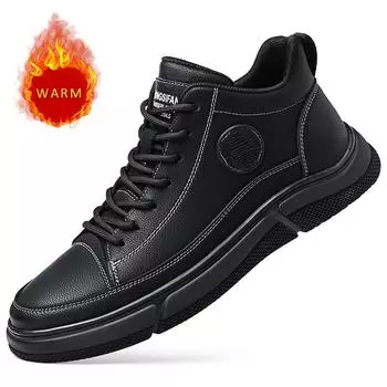 Осень-зима Новые мужские туфли средней высоты Массажная подошва Спортивная обувь Мягкая мужская спортивная обувь Универсальные Оксфордские туфли Бесплатная доставка 38 чёрный