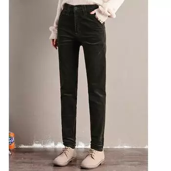 Осень-зима, новые вельветовые брюки для отдыха, теплые тонкие винтажные брюки с высокой талией, женские брюки, вельветовые толстые бархатные брюки, женские брюки-карандаш 27
