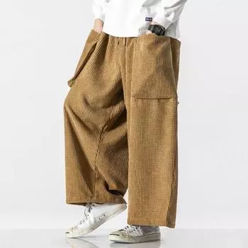 Осень-зима Новые вельветовые повседневные брюки мужские однотонные свободные широкие брюки прямые шаровары уличные спортивные брюки большого размера M серый